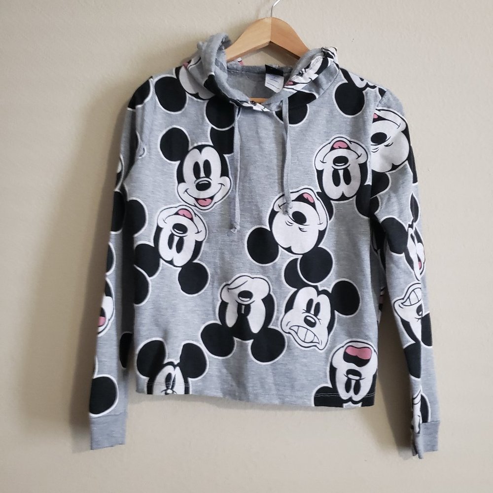 Disney Mickey Grey Hooded Pullover Sweatshirt S